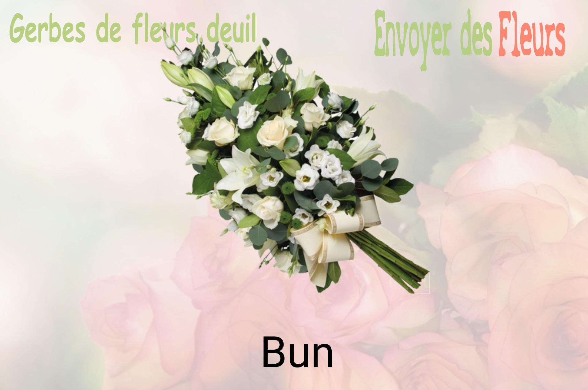 Gerbe de fleurs de deuil livrée à Bun